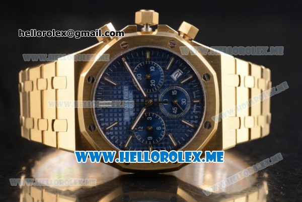 Audemars Piguet Royal Oak Miyota Quartz Yellow Gold Case/Bracelet with Blue Dial and Stick Markers - Click Image to Close